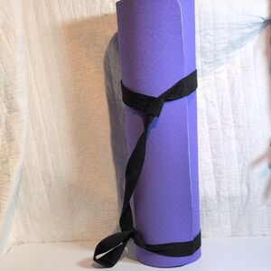 Purple Yoga Mat with Black Carrying Strap